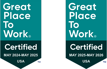 Two "Certified Great Place to Work" certificates, one from May 2024-May 2025, the other for May 2025-May 2026